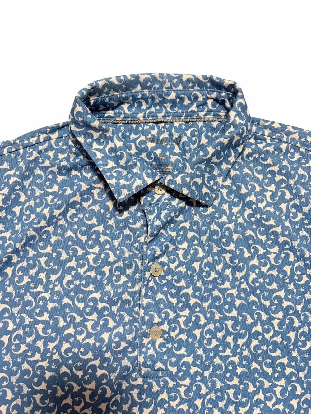 Johnnie-O Short Sleeve Dev Golf Polo Blue White Size Medium - Picture 3 of 5